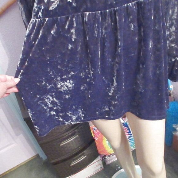 Velvet Embroidered Babydoll Tunic Top Size XL Lace Up Renaissance Fairy Peasant - Picture 5 of 12